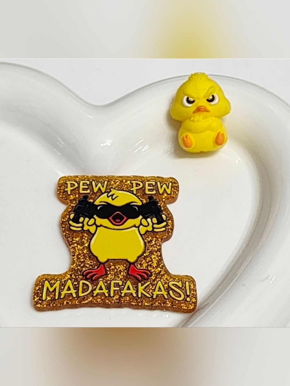 Angry Duck Flatback Focal Beads Spicy Crafts Badge Keychain  Magnet Funny Pew